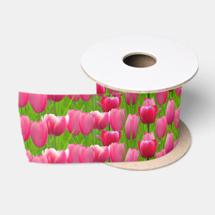 Pink Tulips Satin Ribbon