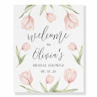 Pink Tulips Script Bridal Shower