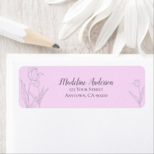 Pink Tulips Silhouette   Return Address