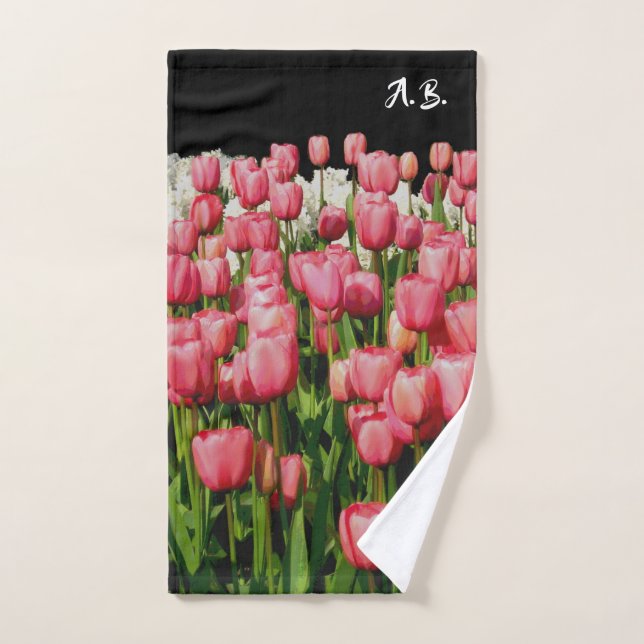 Pink Tulips Spring Design Home Decor Bath Towel Set (Hand Towel)