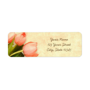 Pink tulips spring flower return address