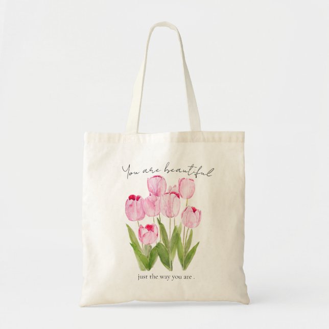 pink tulips tote bag (Front)