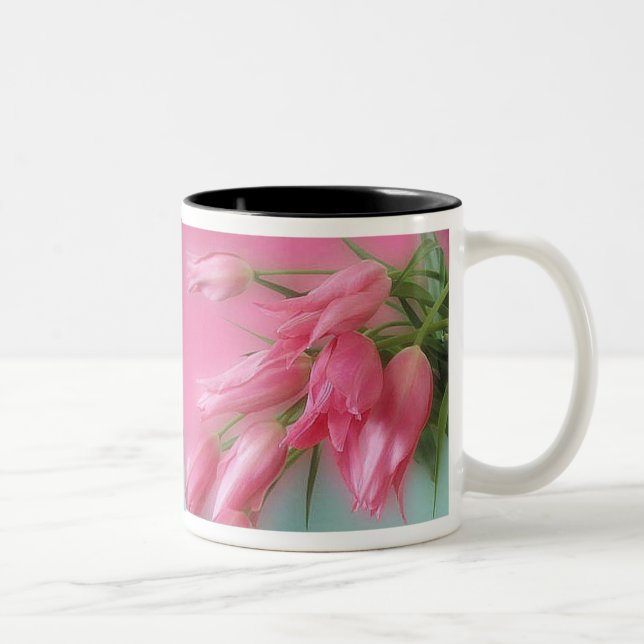 Pink Tulips Two-Tone Coffee Mug (Right)