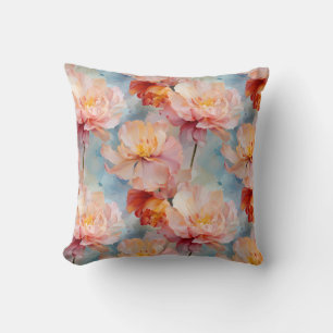 Pink Tulips Watercolor Floral Pattern Cushion