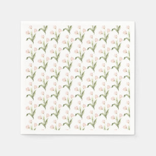 Pink Tulips Watercolors Floral Baby Shower Napkin