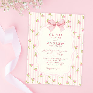 Pink tulips wedding invitation