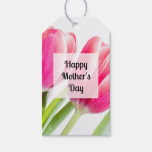 Pink Tulips with Green Leaves Mother's Day Gift Tags