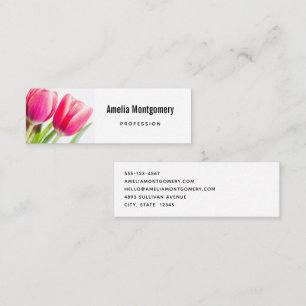 Pink Tulips with Green Leaves Photo Mini Business Card