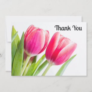 Pink Tulips with Green Leaves Photo Thank You