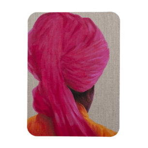 Pink Turban Orange Jacket 2014 Magnet