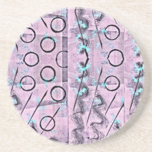 Pink, Turquoise and Black Abstract Coaster