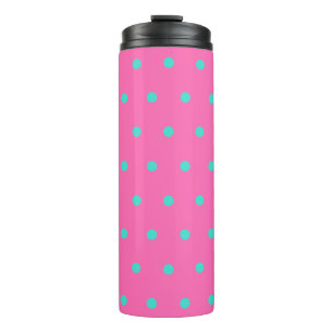 Pink Turquoise Blue Polka Dots Thermal Tumbler