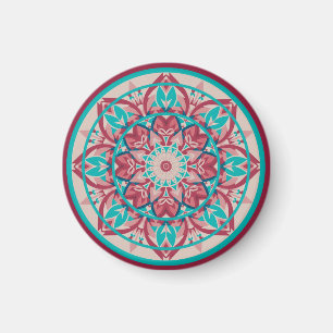 Pink & Turquoise Boho Mandala Magnet