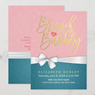 Pink Turquoise Brunch Bubbly Bridal Shower Invite