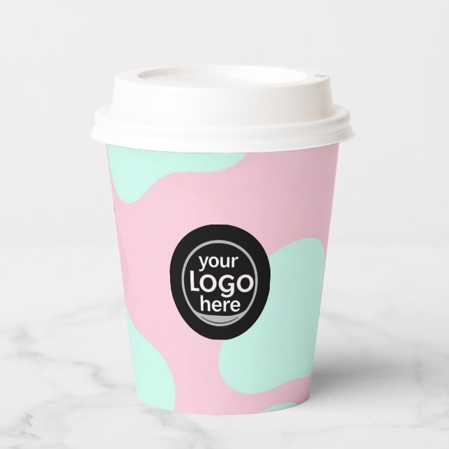 Pink & Turquoise Bubble Paper Cup - Custom Logo (Front)