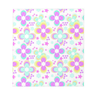 Pink, turquoise, floral notepad