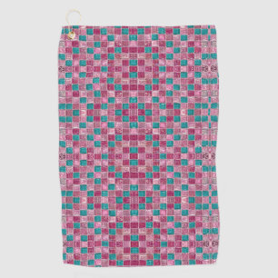 Pink Turquoise Glitter Mosaic Sparkly Glam Golf Towel