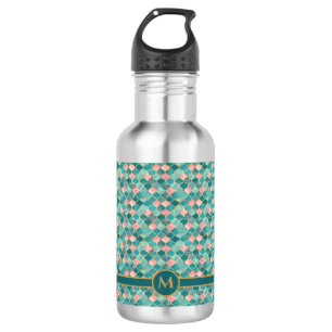 Pink Turquoise Gold Pattern Elegant Personalised 532 Ml Water Bottle