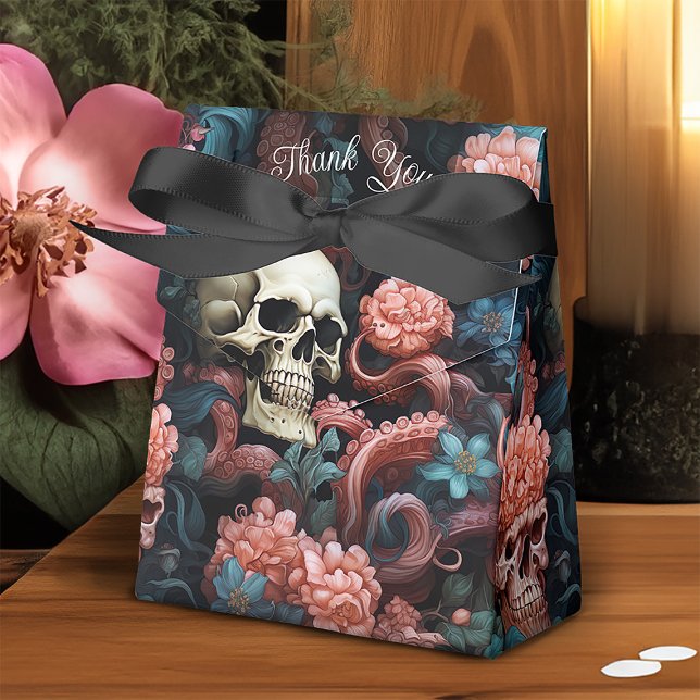 Pink Turquoise Gothic Octopus Tentacles Wedding Favour Box (Creator Uploaded)