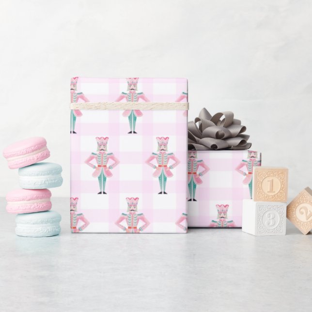 Pink Turquoise Nutcracker Ballet Christmas  Wrapping Paper (Baby Shower)