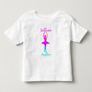 Pink Turquoise Personalised Ballerina T-Shirt