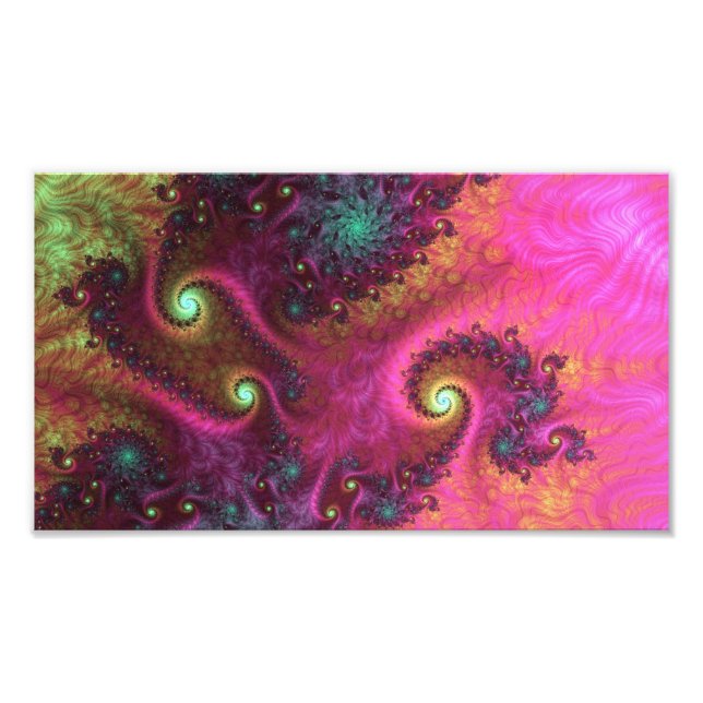 PINK & TURQUOISE PSYCHEDELIC FRACTAL ART PHOTO PRINT (Front)