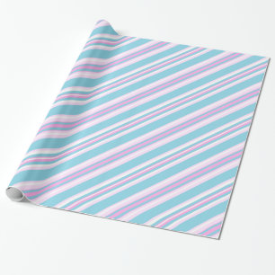 Pink Turquoise Striped Roll of Giftwrap Wrapping Paper