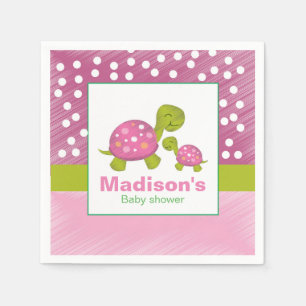 Pink Turtle Baby Shower Napkin