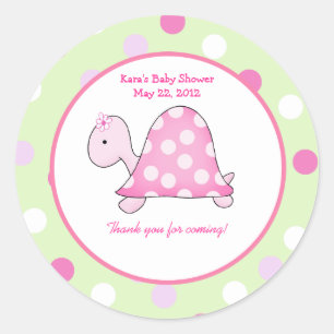 Pink Turtle Green/Pink Dot Custom Favour Sticker