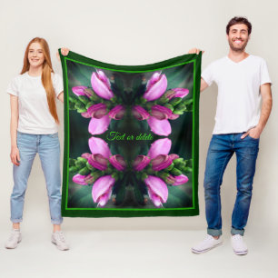 Pink Turtlehead Flower Abstract Personalised Fleece Blanket