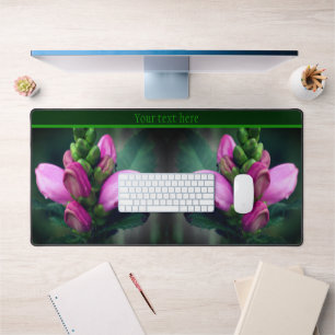 Pink Turtlehead Flower Close Up Personalized Desk Mat