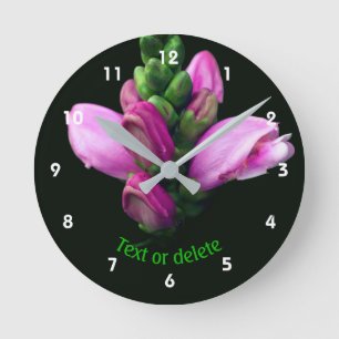 Pink Turtlehead Flower Personalised Round Clock