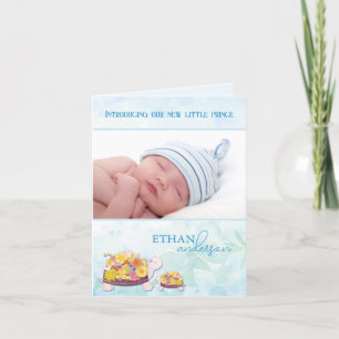 Pink Turtles Baby Boy Photo Birth Announcement