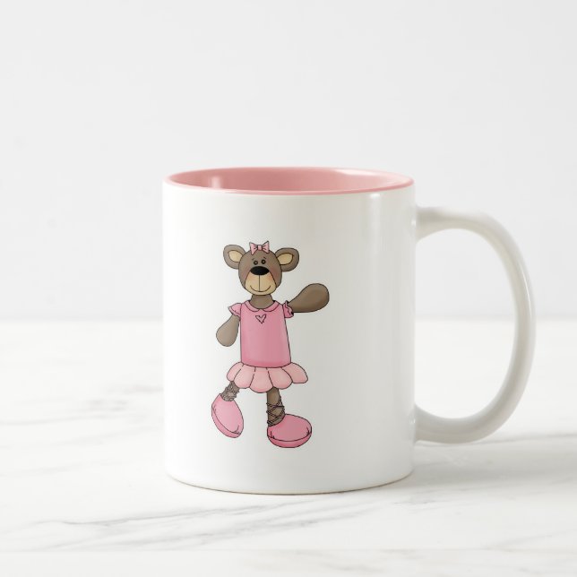 Pink Tutu Ballerina Ballet Bear Two-Tone Coffee Mug (Right)