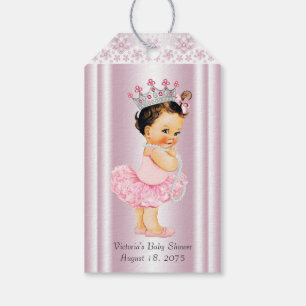 Pink Tutu Ballerina Pearl and Lace Baby Shower Gift Tags