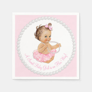 Pink Tutu Ballerina Pearl Baby Shower Napkin