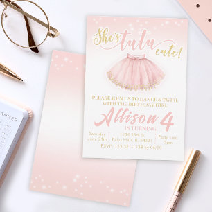 Pink tutu birthday invitation Ballerina invitation
