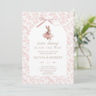 Pink Tutu Bunny Floral Baby Shower Invitation