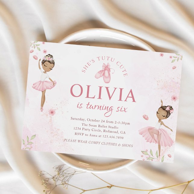 Pink Tutu Cute Ballet Dancer Ballerina Birthday Invitation (Creator Uploaded)