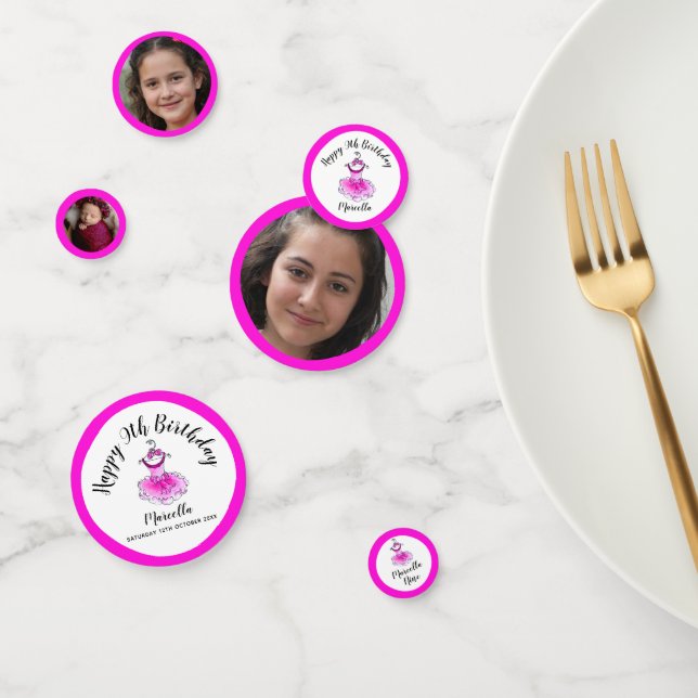 Pink tutu dress 9th birthday custom photo  confetti (Group)