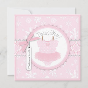 Pink Tutu & Snowflakes Thank You Card