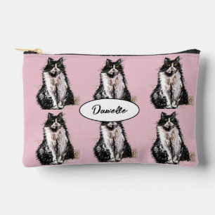 Pink Tuxedo Black White Cat Cats Cute Girls Accessory Pouch