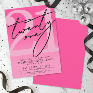 Pink Twenty One 21st Birthday Party Invitation