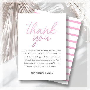 Pink Twin Baby Shower  Thank You Card