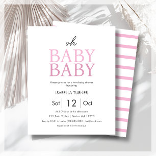 Pink Twins Baby Shower Budget Invitation
