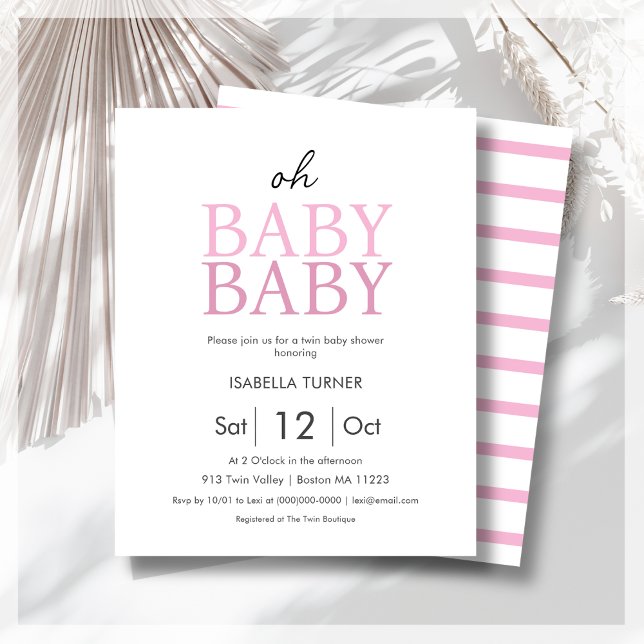 Pink Twins Baby Shower Budget Invitation (Creator Uploaded)