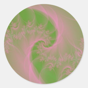 Pink Twist on Green Round Sticker