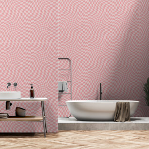 Pink Twisted Chequerboard Wallpaper