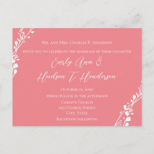Pink Two are One Christian Wedding Invitation  Postcard