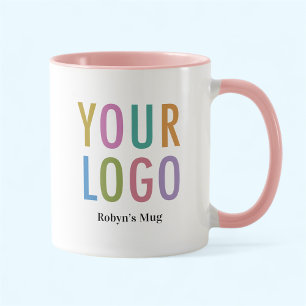 Pink Two Tone Employee Mug Custom Business Logo